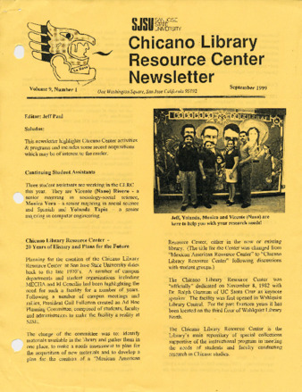 Chicano Library Resource Center Newsletter, 1999-09 thumbnail