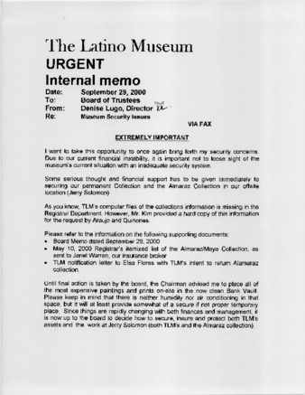 Letter to Latino Museum Board of Trustees thumbnail