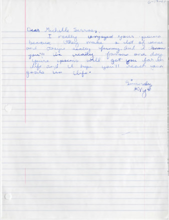 Fan letter to Michele Serros thumbnail