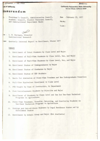 Quarterly internal report on enrollment, Winter Quarter, 1977 thumbnail
