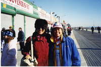 Michele Serros and a friend at the boardwalk in New Jersey thumbnail