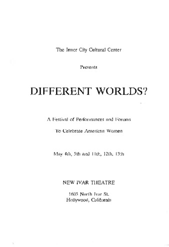 The Inner City Cultural Center Presents Different Worlds? thumbnail