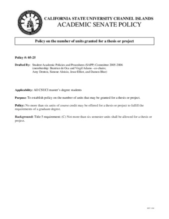 SP 05-25 Policy on the Number of Units Granted for a Thesis or Project thumbnail