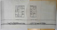 [Unidentified residential project], entry and rear elevations, bedroom plans thumbnail