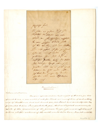 Autograph letter signed from Ignaz Moscheles to Wilhelmine Schröder Devrient thumbnail