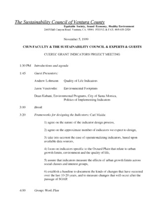Sustainability Council of Ventura County Meeting Agenda thumbnail