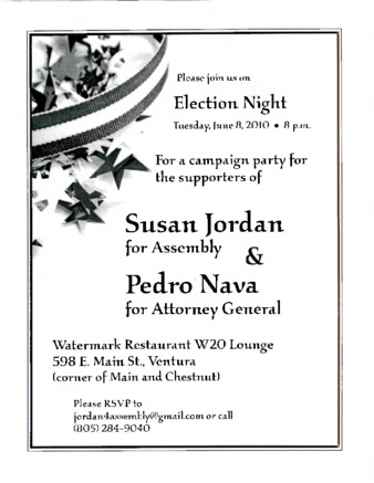 Invitation for Campaign Party for Supporters of Susan Jordan thumbnail