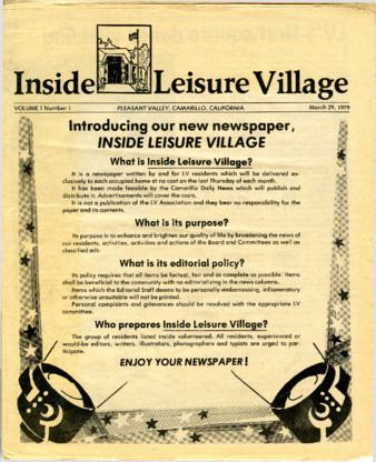 Inside Leisure Village Vol. 1 No. 1 thumbnail