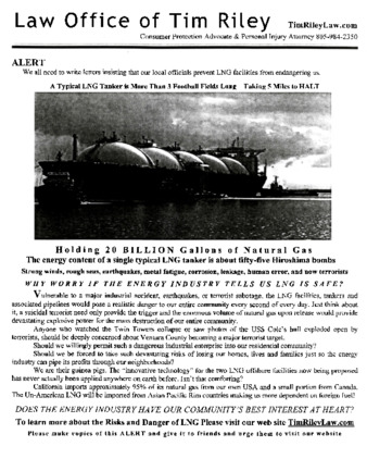 Flyer, Letter Writing Campaign to Stop LNG thumbnail