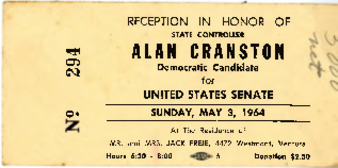Invitation to Reception for Alan Cranston Democratic Candidate for United States Senate thumbnail
