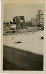 View of the beach, roller coaster and downtown Long Beach, CA, July 1949. thumbnail