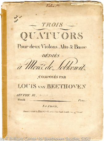 String Quartets no. 1-3, op. 18, published by Preston thumbnail