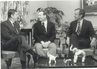Photo of President Ronald Reagan and Vice President George Bush with Congressman Robert Lagomarsino thumbnail