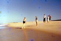 John Steinbeck with friends at a picnic on the Beach in Sag Harbor. thumbnail