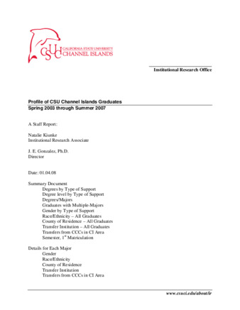 Spring 2003-Summer 2007 Institutional Research Profile of CSUCI GraduatesSpring 2003-Summer 2007 Institutional Research Profile of CSUCI Graduates thumbnail