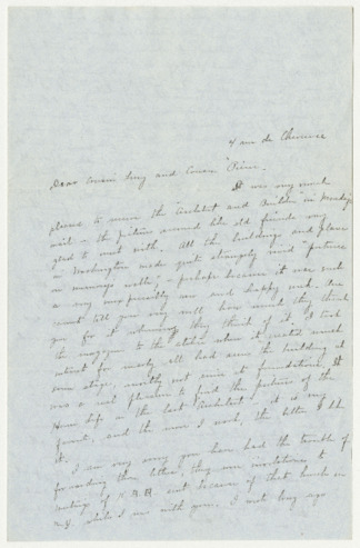 Letter from Julia Morgan to Cousin Lucy and Cousin Pierre Le Brun, April 29, 1897 thumbnail