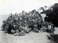 Large group portrait of women, men and a baby thumbnail