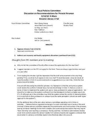 2010_03_10 Fiscal Policies Committee Meeting Minutes thumbnail