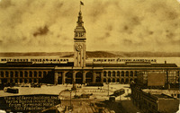 View of Ferry Building, the Bay. Yerba Buena Island, etc., from Terminal Hotel, San Francisco thumbnail
