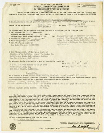 FCC FM Broadcast Station License for KCPR, July 24, 1970 thumbnail