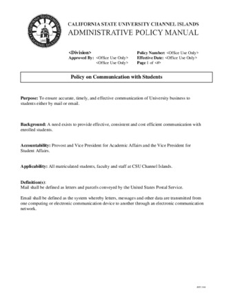 SP 04-20 Policy on Communication with Students thumbnail