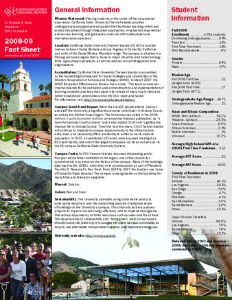 2008-2009 CSUCI Fact Sheet2008-2009 CSUCI Fact Sheet thumbnail