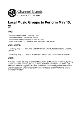 Local Music Groups to Perform May 15, 21 thumbnail