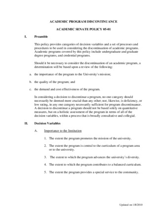 SP 05-01 Academic Program Discontinuance (Revised) thumbnail