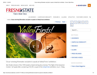 Oscar-winning filmmaker and pilot to speak at ValleyFirsts! exhibition thumbnail