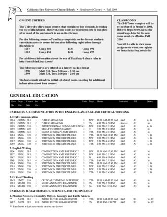 Fall 2004 Schedule of Classes thumbnail