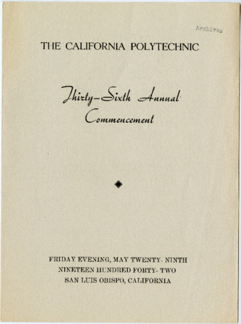 The California Polytechnic Thirty-Sixth Annual Commencement, 1942 thumbnail