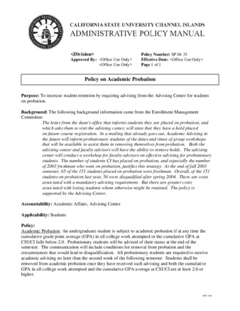SP 04-33 Policy on Academic Probation thumbnail