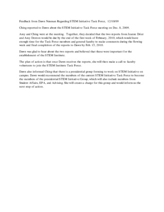 2009_12_10 Memo from Provost Dawn Neuman Regarding STEM Initiative Task Force thumbnail