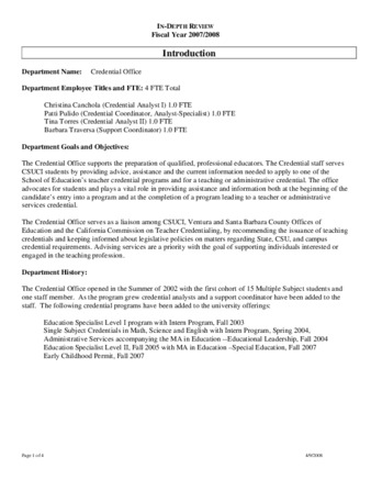 Academic Affairs - Credential Office 2007-2008 In-Depth Review thumbnail