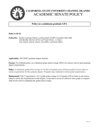 SP 05-22 Policy on a Minimum Graduate GPA thumbnail