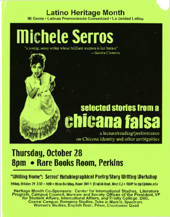 Latino Heritage Month: Lecture by Michele Serros, Selected Stories from a Chicana Falsa thumbnail