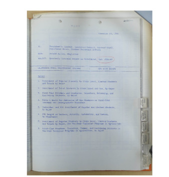 Quarterly internal report on enrollment, Fall 1966-1967 thumbnail