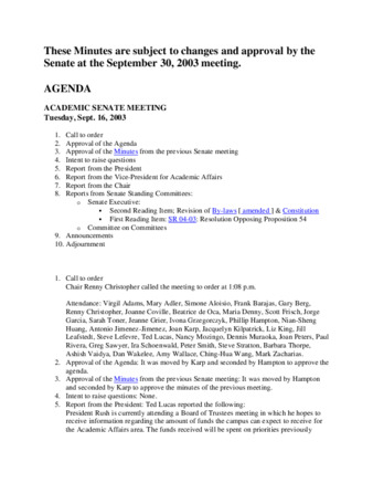 Academic Senate Meeting Minutes for September 30, 2003 thumbnail