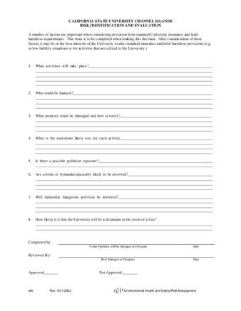 Risk Identification and Evaluation (form) thumbnail