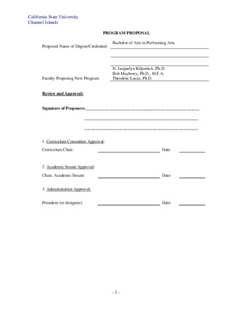 SP 05-11 Program Proposal - Bachelor of Arts in Performing Arts thumbnail