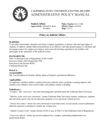 SA.11.004 - Policy on Judicial Affairs (Supersedes SA.11.003) thumbnail