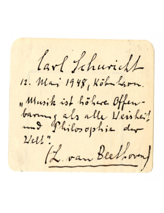 Autograph quote by Beethoven in hand of Carl Schuricht thumbnail