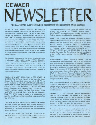 California Elected Women's Association for Education and Research Newsletter thumbnail