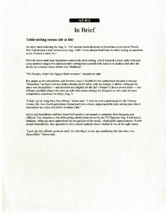 News In Brief: Table setting causes stir at fair thumbnail