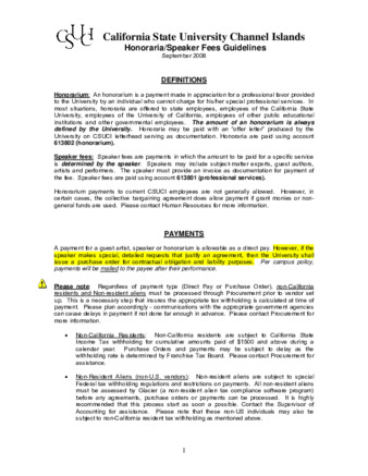 Honoraria - Speaker fees guidelines thumbnail