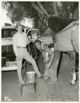 Student Danny Cohen horseshoeing the champion horse Merry Jane thumbnail