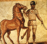 Mosaic of Circus Charioteer from villa on Via Cassia thumbnail