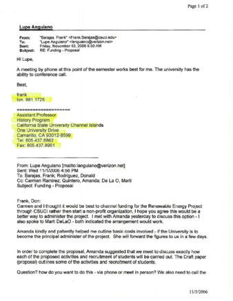 Correspondence regarding the Renewable Energy Project and CSU Channel Islands thumbnail