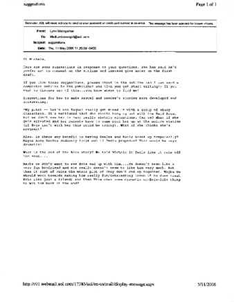 Email to Michele Serros from Lynn Weingarten thumbnail