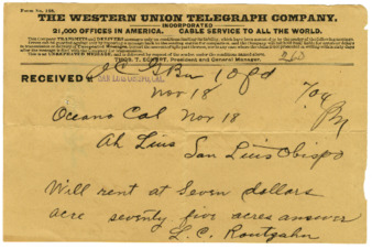 Telegraph from L. C. Routzahn thumbnail